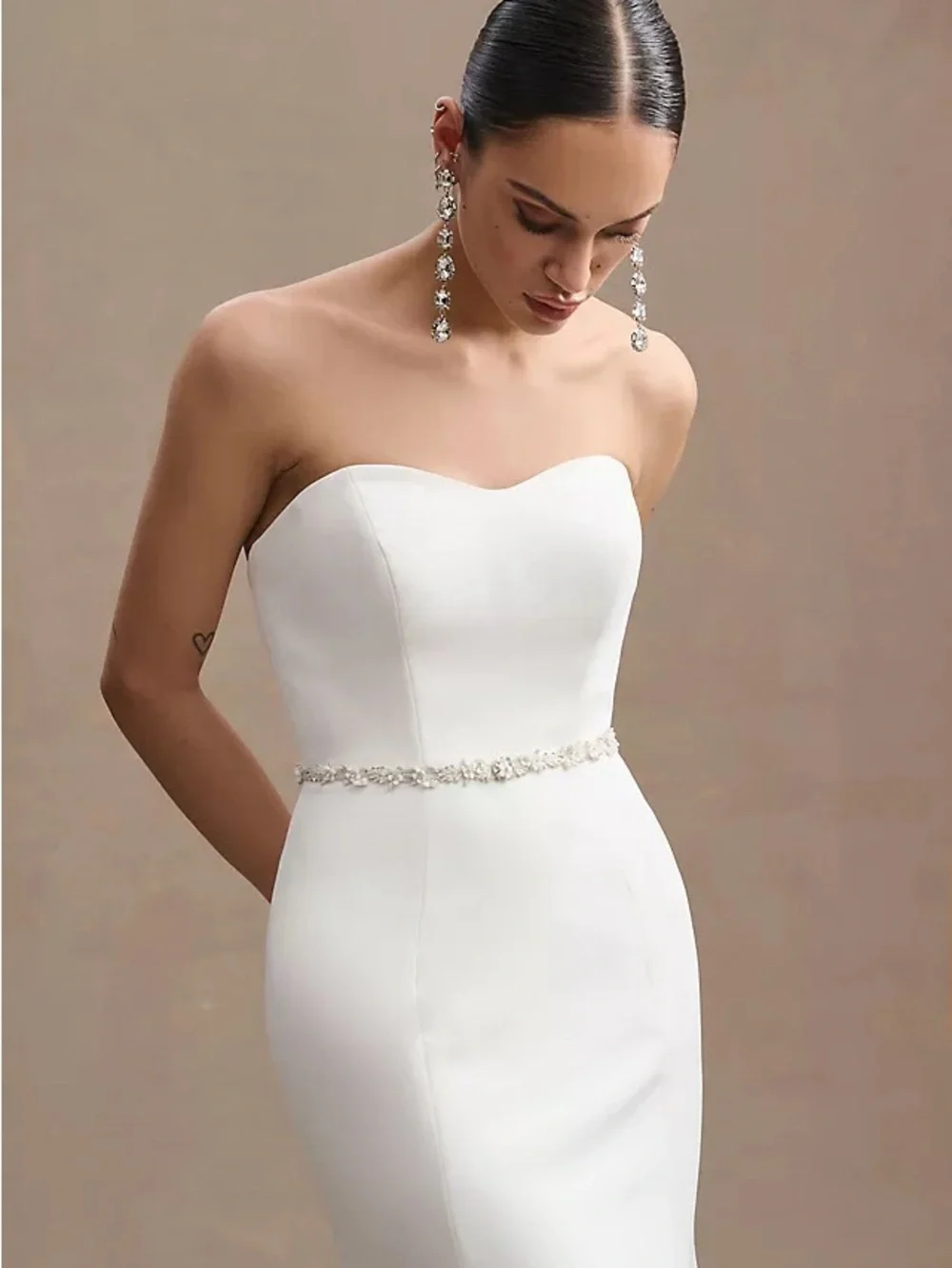 Blossom Veils & Accessories  Classic Skinny Sash Belt Pearl and Rhinestone